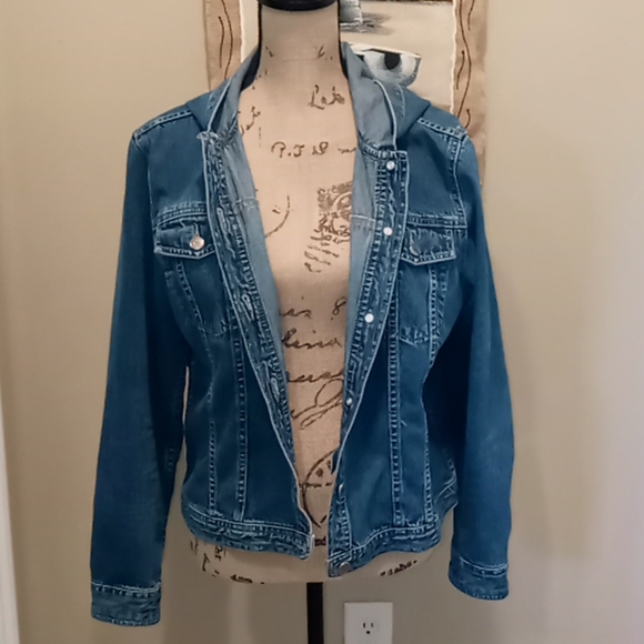 Old School Denim Jackets & Blazers - Denim Old School hoodie jean jacket.